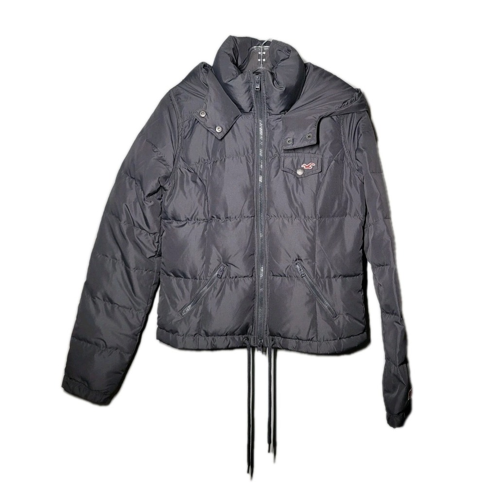 Hollister Womens Size Sm. Gray Hooded Puffer Jacket Down Feather Warm Outdoor